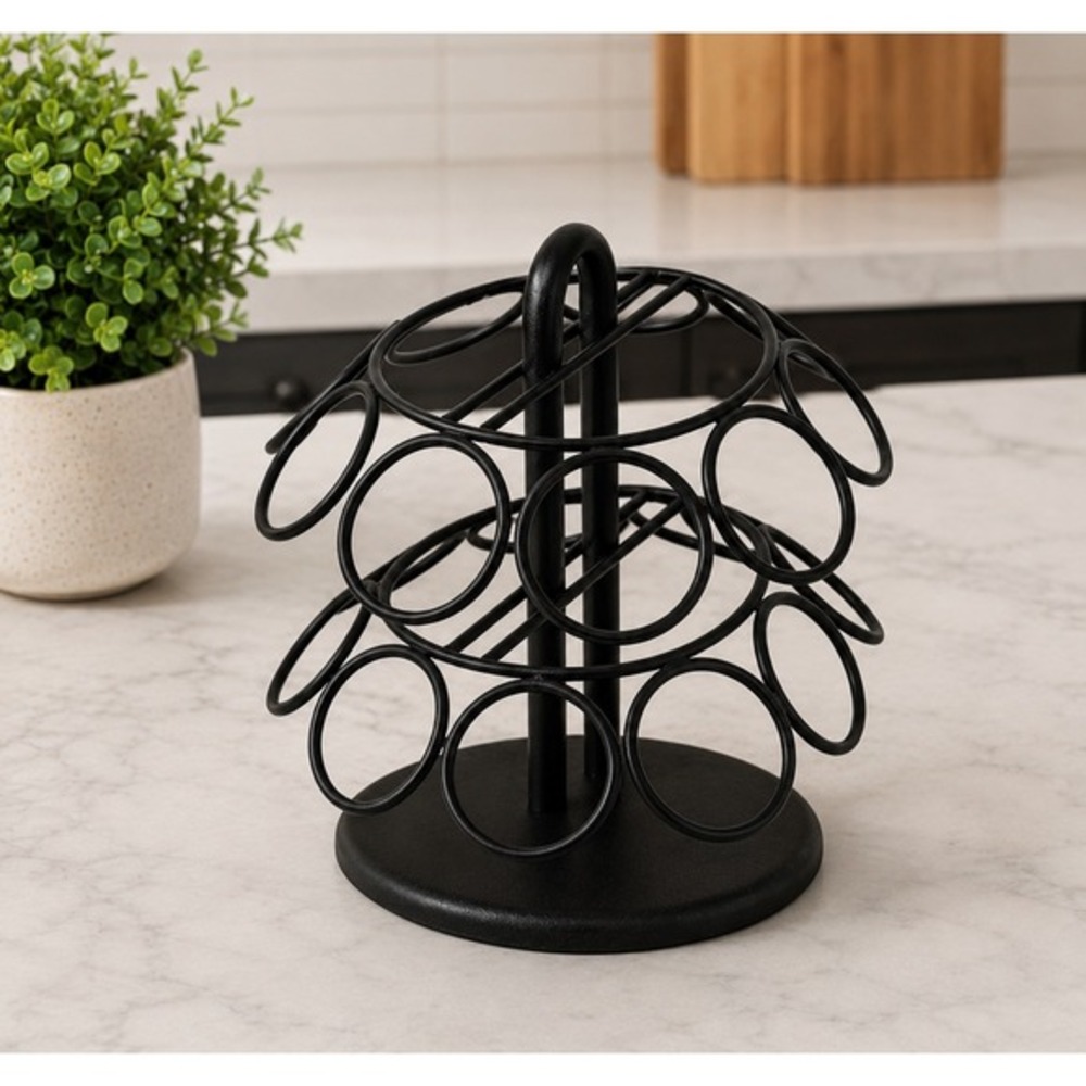 Black Metal Rotating Coffee Pod Holder Carousel 24 Count Capsule Organizer 95-16